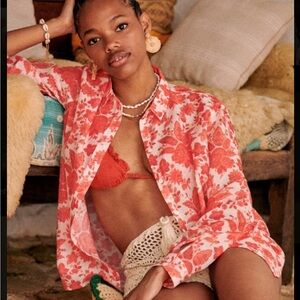 Sezane Pierro Shirt Fleur Corail - Size 40